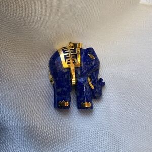 14k Lapis Carved Elephant Pendant